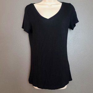 O Thread & Co Brand Super Soft Black V-Neck Blouse